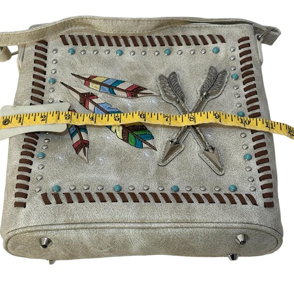 (7-198) Brand New w/Tag Western Theme Beige Shoulder Bag with Adjustable Strap - Picture 6 of 9